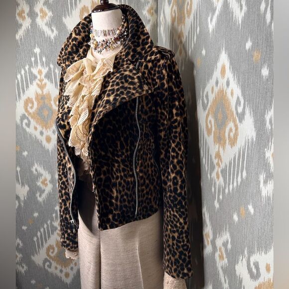 Ralph Lauren Denim & Supply Leopard Print Velvet Moto Jacket - Picture 10 of 16